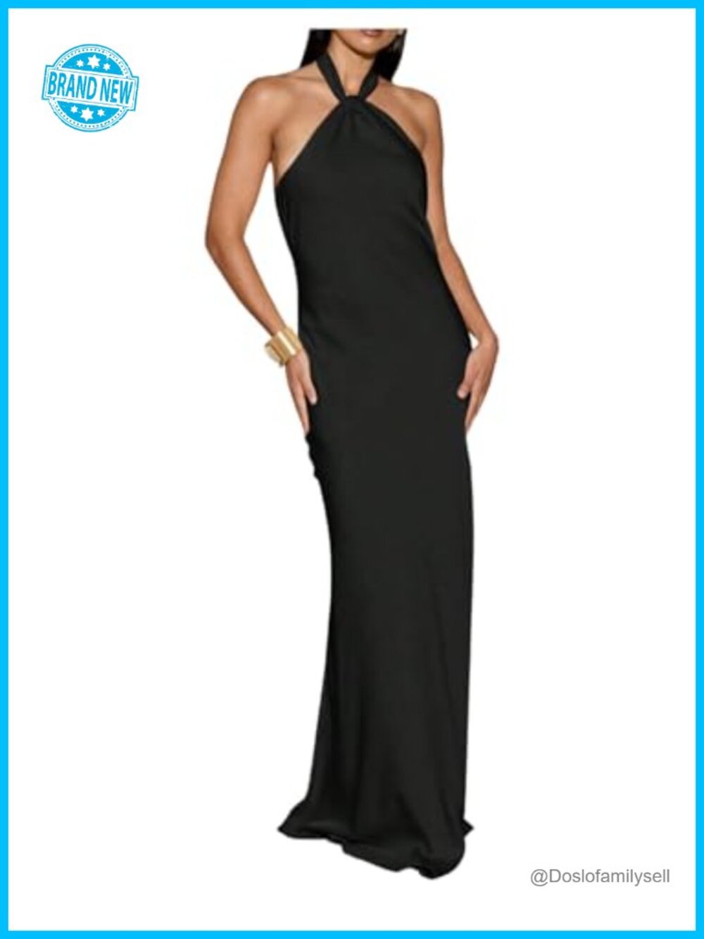 Satin Halter Maxi Dress Backless Bodycon Wedding Guest Cocktail